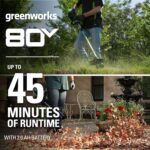 Greenworks 80V 25" TruBrushless™ Dual Blade Mower, 5.0Ah Battery and Charger + 80V Cordless Brushless String Trimmer + Leaf Blower Combo, 2Ah Battery and Charger - Image 8