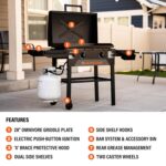Blackstone Original 28" Griddle, Outdoor Cooking Station with Built-In Hood, Black - Includes Extendable Side Shelves and Caster Wheels - Image 7