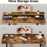 Veken 47.2"×27.6" Standing Desk with Storage Drawers, Adjustable Height Computer Table with Monitor Shelf, Home Office Desk for Study, Gaming, Workstation, Brown - Image 5