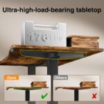 Veken 47.2"×27.6" Standing Desk with Storage Drawers, Adjustable Height Computer Table with Monitor Shelf, Home Office Desk for Study, Gaming, Workstation, Brown - Image 7