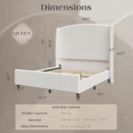 65.7" Tall Headboard Queen Size Upholstered Bed Frame with Wingback, Soft Washable Corduroy Beds Cover, Solid Wood Legs, Noise-Free, No Box Spring Needed, Cream - Image 3