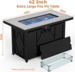 BALI OUTDOORS 42 inch Propane Fire Pit Patio Outdoor Fire Pit Table Large Black Firepits for Outside Rectangular - Image 8