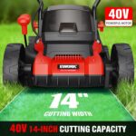 EWORK 40V Electric Lawn Mower Cordless, 14" Electric Push Mower with Grass Catchers, 2 x 4.0 Ah Batteries & Charger, 6-Height Adjustment, 21 lbs Lightweight Battery Powered Lawnmower for Small Yard - Image 3