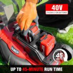 EWORK 40V Electric Lawn Mower Cordless, 14" Electric Push Mower with Grass Catchers, 2 x 4.0 Ah Batteries & Charger, 6-Height Adjustment, 21 lbs Lightweight Battery Powered Lawnmower for Small Yard - Image 4