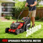 EWORK 40V Electric Lawn Mower Cordless, 14" Electric Push Mower with Grass Catchers, 2 x 4.0 Ah Batteries & Charger, 6-Height Adjustment, 21 lbs Lightweight Battery Powered Lawnmower for Small Yard - Image 5
