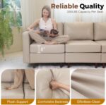 ABCASA Oversized 145.5" Faux Leather Modular Sectional Sofa, Modern Large 12 Seater U Shaped Couch with Storage Seat with Reversible Chaise Deep Seat for Living Room DIY Combination - Whitesand - Image 4