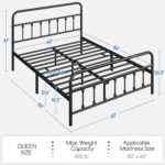 Yaheetech Victorian Vintage Queen Metal Platform Bed Frame, Classic Iron Art Headboard & Footboard, Stable & Noiseless, 12.6 Inch Under Bed Storage, No Box Spring Needed, Easy Assembly, Black - Image 3
