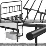 Yaheetech Victorian Vintage Queen Metal Platform Bed Frame, Classic Iron Art Headboard & Footboard, Stable & Noiseless, 12.6 Inch Under Bed Storage, No Box Spring Needed, Easy Assembly, Black - Image 5