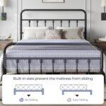 Yaheetech Victorian Vintage Queen Metal Platform Bed Frame, Classic Iron Art Headboard & Footboard, Stable & Noiseless, 12.6 Inch Under Bed Storage, No Box Spring Needed, Easy Assembly, Black - Image 6