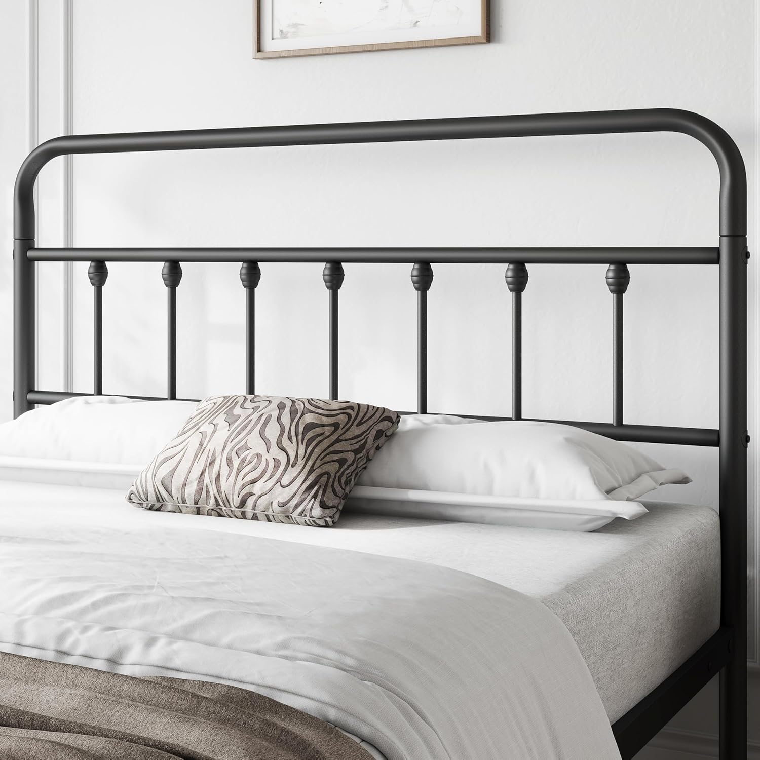 Yaheetech Victorian Vintage Queen Metal Platform Bed Frame, Classic Iron Art Headboard & Footboard, Stable & Noiseless, 12.6 Inch Under Bed Storage, No Box Spring Needed, Easy Assembly, Black - Image 7