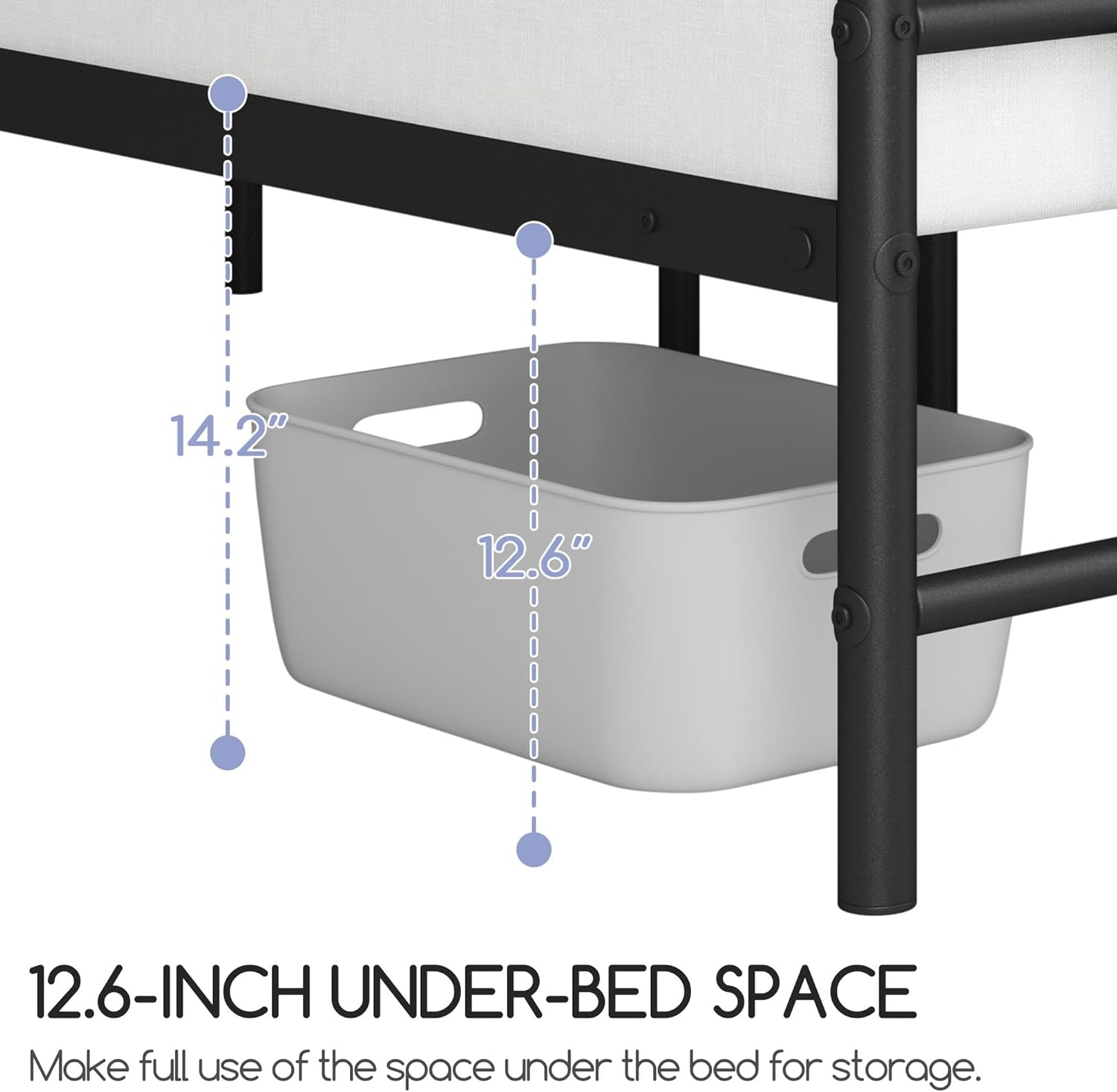 Yaheetech Victorian Vintage Queen Metal Platform Bed Frame, Classic Iron Art Headboard & Footboard, Stable & Noiseless, 12.6 Inch Under Bed Storage, No Box Spring Needed, Easy Assembly, Black - Image 10