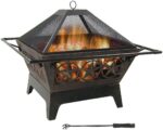 Sunnydaze Northern Galaxy 32-Inch Outdoor Fire Pit with Grill Grate, Spark Screen, and Poker - Heavy-Duty Wood-Burning Fire Pit for Outside - Image 11