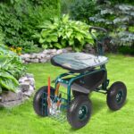 VEVOR Garden Cart Rolling Workseat with Wheels, Gardening Stool for Planting, 360 Degree Swivel Seat, Wagon Scooter with Steering Handle & Utility Tool Tray, Use for Patio, Yard, and Outdoors, Green - Image 8