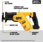 DEWALT 20V MAX 7-Tool Combo Kit, Includes Cordless Drill, Impact Driver, Reciprocating Saw, Circular Saw, Oscillating Tool, Random Orbital Sander, Jigsaw, 5Ah Battery and Charger (DCK751P1) - Image 5