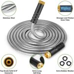 Garden Hose 50 ft, Stainless Steel Water Hose with 10 Function Nozzle Flexible, Heavy Duty, Lightweight, No-Kink, Pet Proof, Puncture Proof Hose Metal for Yard, Outdoor - Image 3