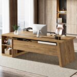 Tribesigns 78" L Shaped Desk with Drawers, Large Executive Office Desk with File Cabinet and Shelves, Modern Corner Computer Table Business Furniture for Home Office, Brown - Image 5