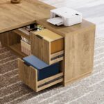 Tribesigns 78" L Shaped Desk with Drawers, Large Executive Office Desk with File Cabinet and Shelves, Modern Corner Computer Table Business Furniture for Home Office, Brown - Image 7