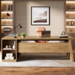 Tribesigns 78" L Shaped Desk with Drawers, Large Executive Office Desk with File Cabinet and Shelves, Modern Corner Computer Table Business Furniture for Home Office, Brown - Image 8