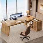 Tribesigns 78" L Shaped Desk with Drawers, Large Executive Office Desk with File Cabinet and Shelves, Modern Corner Computer Table Business Furniture for Home Office, Brown - Image 9