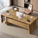 Tribesigns 78" L Shaped Desk with Drawers, Large Executive Office Desk with File Cabinet and Shelves, Modern Corner Computer Table Business Furniture for Home Office, Brown - Image 10