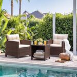 Devoko 3 Pieces Patio Furniture Set, PE Rattan Wicker Patio Set with Two Outdoor Chairs and Table, Upgraded Patio Chairs and Table for Porch, Garden Poolside Balcony - Image 7