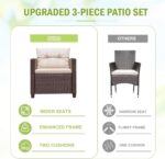 Devoko 3 Pieces Patio Furniture Set, PE Rattan Wicker Patio Set with Two Outdoor Chairs and Table, Upgraded Patio Chairs and Table for Porch, Garden Poolside Balcony - Image 8