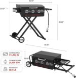 Royal Gourmet PD3001 3-Burner Propane Gas Griddle with Collapsible Stand, 23-Inch Portable Griddle with Side Table & 314 Sq. In. Cooking Area for Camping, Tailgating, Backyard & Patio, Black - Image 4