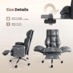 Big and Tall Office Chair, Flip Armrests for Pets & Cross Legged Sitting, Executive Ergonomic Computer Gaming Chair with Foot Rest, Teddy Fleece Wide Seat Reclining Desk Chair, White Vanity Chair - Image 9