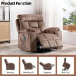 CANMOV Large Power Lift Recliner Chair with Massage and Heat for Elderly Big and Tall People, Overstuffed Wide Recliners with 2 Cup Holders, Side Pocket and USB Port, Camel - Image 4
