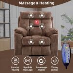 CANMOV Large Power Lift Recliner Chair with Massage and Heat for Elderly Big and Tall People, Overstuffed Wide Recliners with 2 Cup Holders, Side Pocket and USB Port, Camel - Image 6