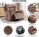 CANMOV Large Power Lift Recliner Chair with Massage and Heat for Elderly Big and Tall People, Overstuffed Wide Recliners with 2 Cup Holders, Side Pocket and USB Port, Camel - Image 7