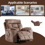 CANMOV Large Power Lift Recliner Chair with Massage and Heat for Elderly Big and Tall People, Overstuffed Wide Recliners with 2 Cup Holders, Side Pocket and USB Port, Camel - Image 9