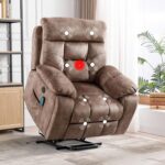 CANMOV Large Power Lift Recliner Chair with Massage and Heat for Elderly Big and Tall People, Overstuffed Wide Recliners with 2 Cup Holders, Side Pocket and USB Port, Camel - Image 10