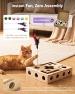 Cat Toys for Indoor Cats - Cat Nail File Box with Interactive Cat Toys, 2026 Upgraded Cat Puzzle Feeder Scratch Puzzle Toy for Indoor Cats, Natural Claw Care (Natural Wood) - Image 3
