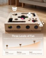 Cat Toys for Indoor Cats - Cat Nail File Box with Interactive Cat Toys, 2026 Upgraded Cat Puzzle Feeder Scratch Puzzle Toy for Indoor Cats, Natural Claw Care (Natural Wood) - Image 5