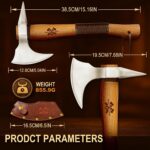 Grumpy Bear 15" Survival Axe Camping Hatchet – Forged High Carbon Steel Blade with Walnut Wood Handle – Anti-Slip Grip – Ideal for Bushcraft, Wood Splitting & Outdoor Adventures Sliver - Image 5