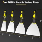 Putty Knife, 4Pcs Spackle Knife Set (2, 3, 4, 5 in), Stainless Steel Paint Scraper, Taping Knife Tool for Repairing Drywall, Removing Wallpaper, Applying Putty, Plaster, Cement, Adhesive - Image 6
