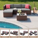 Aiho 5 Pieces Patio Furniture Set All-Weather Outdoor Wicker Sectional Patio Furniture with Cushion and Glass Table (Grey) - Image 9