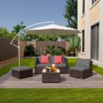 Aiho 5 Pieces Patio Furniture Set All-Weather Outdoor Wicker Sectional Patio Furniture with Cushion and Glass Table (Grey) - Image 10