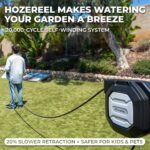 1/2" x 165 FT Retractable Garden Hose Reel,Outdoor Garden Hose Reels - Self Retract Wall Metal Mount Hose Reel Automatic Storage(Black） - Image 5
