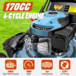 SENIX Gas Lawn Mower, 22" Self Propelled Gas Powered Lawnmower with 170cc OHV 4-Cycle Engine, 3-in-1 Walk-Behind Push Lawn Mower, 6-Position Height Adjustment - Image 3
