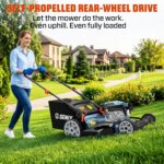 SENIX Gas Lawn Mower, 22" Self Propelled Gas Powered Lawnmower with 170cc OHV 4-Cycle Engine, 3-in-1 Walk-Behind Push Lawn Mower, 6-Position Height Adjustment - Image 9