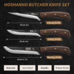HOSHANHO Butcher Knife Set 3-Piece, Super Sharp Hand Forged Fillet Knife & Dividing Knives & Paring Knives Set, Upgraded High Carbon Stainless Steel Meat Cutting for Home, Outdoor - Image 3