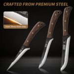 HOSHANHO Butcher Knife Set 3-Piece, Super Sharp Hand Forged Fillet Knife & Dividing Knives & Paring Knives Set, Upgraded High Carbon Stainless Steel Meat Cutting for Home, Outdoor - Image 4
