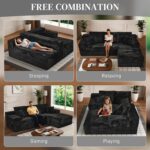 108" Boneless Couches for Living Room, L Shaped Comfy Cloud Modular Sectional Memory Foam Deep Seat Boneless Couch, No Assembly Required Boneless Sofa for Living Room with Right Facing Chaise, Black - Image 4