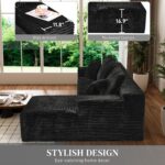 108" Boneless Couches for Living Room, L Shaped Comfy Cloud Modular Sectional Memory Foam Deep Seat Boneless Couch, No Assembly Required Boneless Sofa for Living Room with Right Facing Chaise, Black - Image 7