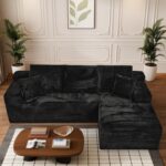 108" Boneless Couches for Living Room, L Shaped Comfy Cloud Modular Sectional Memory Foam Deep Seat Boneless Couch, No Assembly Required Boneless Sofa for Living Room with Right Facing Chaise, Black - Image 8