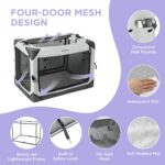 Lesure Collapsible Dog Crate - Portable Travel Kennel for Extra Large Dog, 4-Door Pet Crate with Mesh Windows, Indoor & Outdoor, Light Gray - Image 5