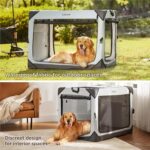 Lesure Collapsible Dog Crate - Portable Travel Kennel for Extra Large Dog, 4-Door Pet Crate with Mesh Windows, Indoor & Outdoor, Light Gray - Image 7