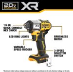 DEWALT 20V MAX XR Impact Driver, 1/4 Inch High Torque Brushless 3 Speed Premium Cordless with LED Light, Extended Runtime, Tool Only (DCF845B) - Image 3